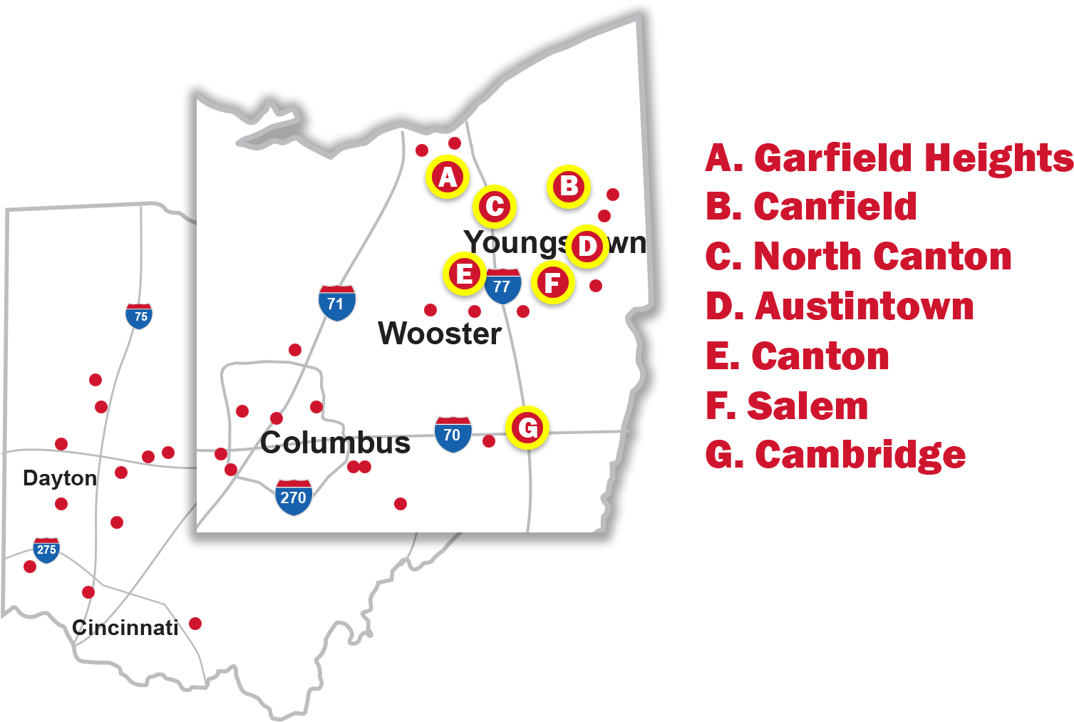 Ohio Map Youngstown Area Locations