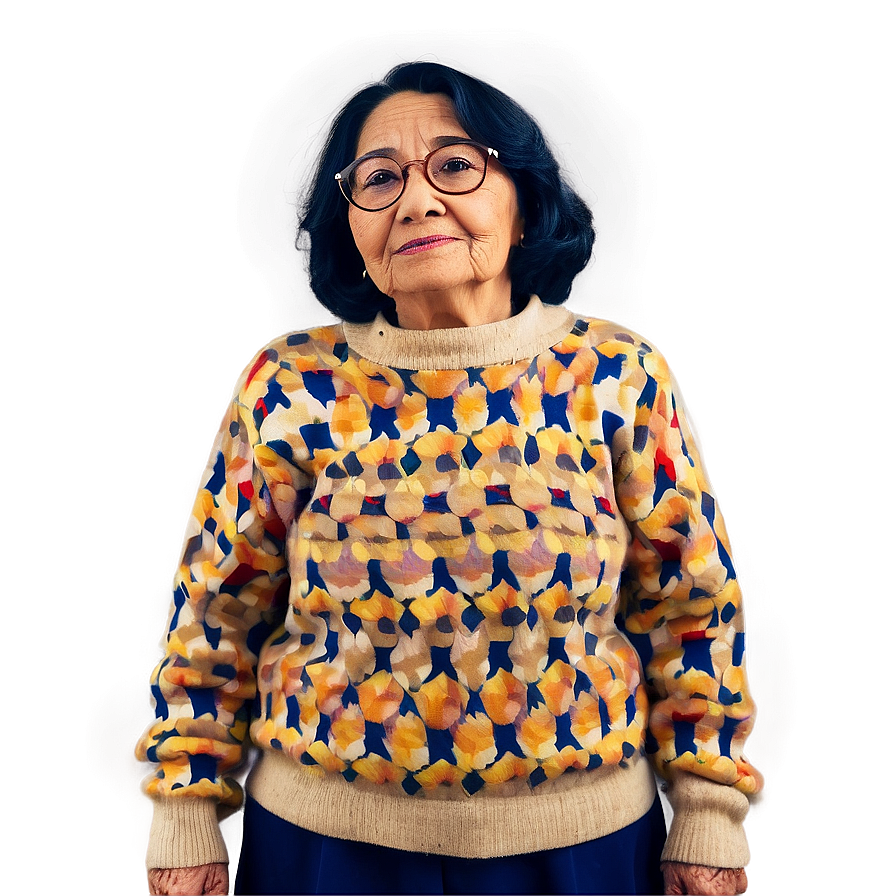 Old Lady In Sweater Png 06202024