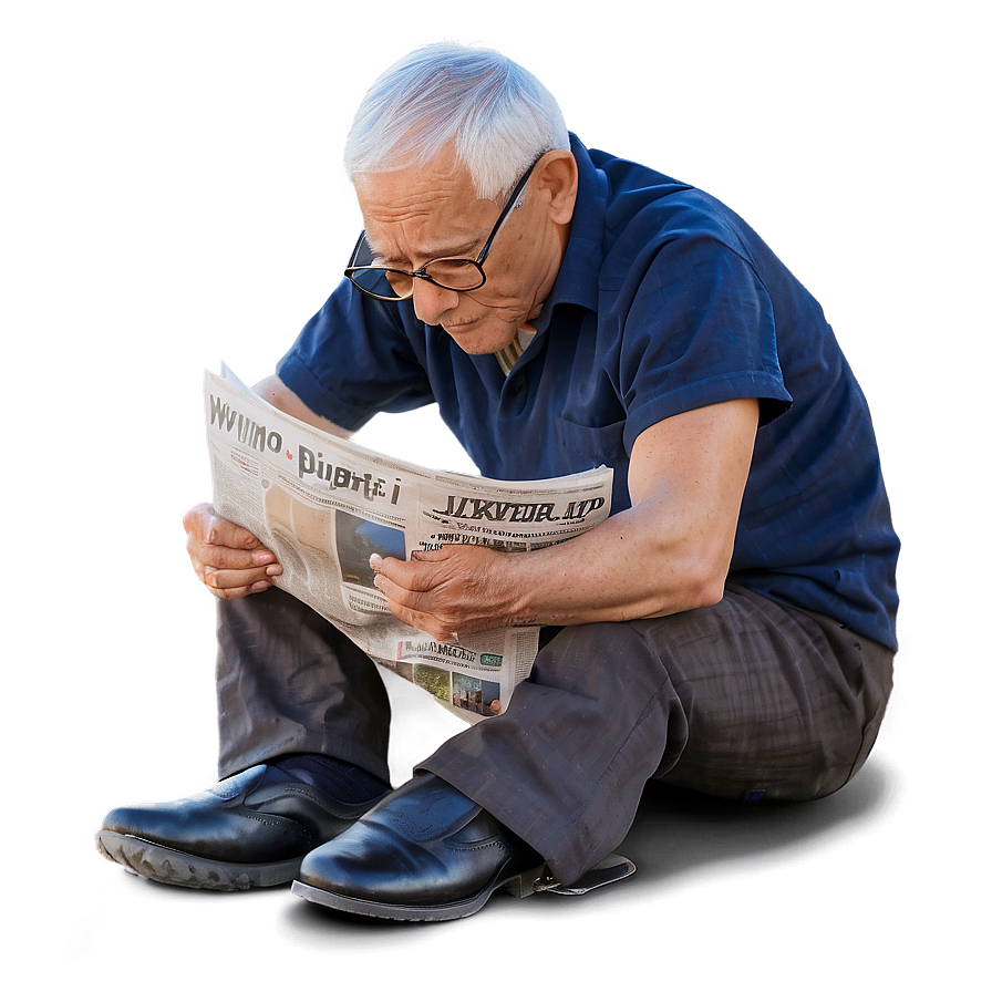 Old Man Reading Newspaper Png Wnd