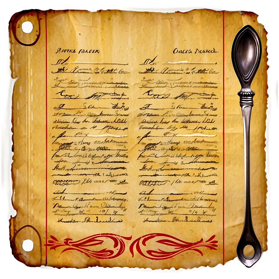 Old Recipe Paper Png 79