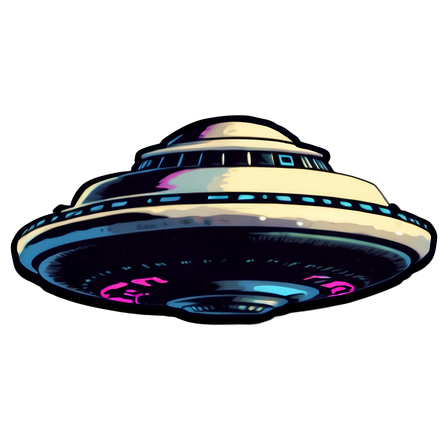 Old-school Flying Saucer Sticker Png 06202024