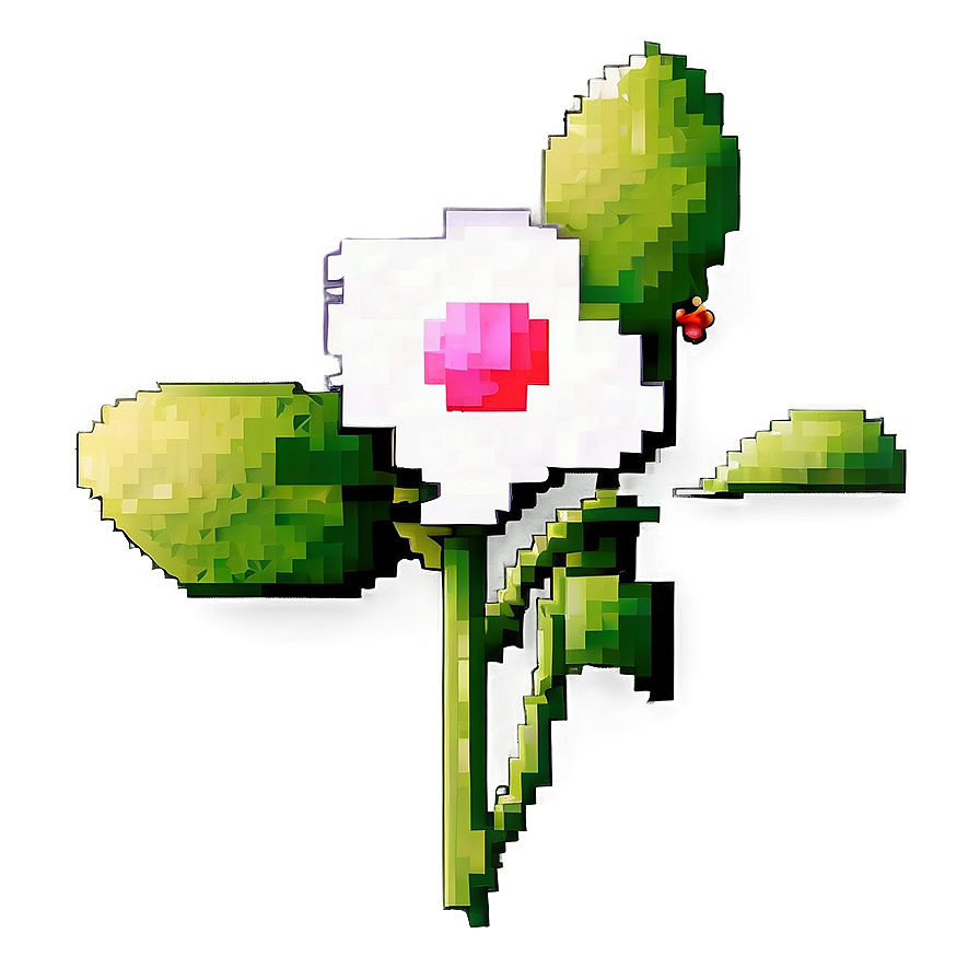 Old School Pixelated Flower Png Owv15