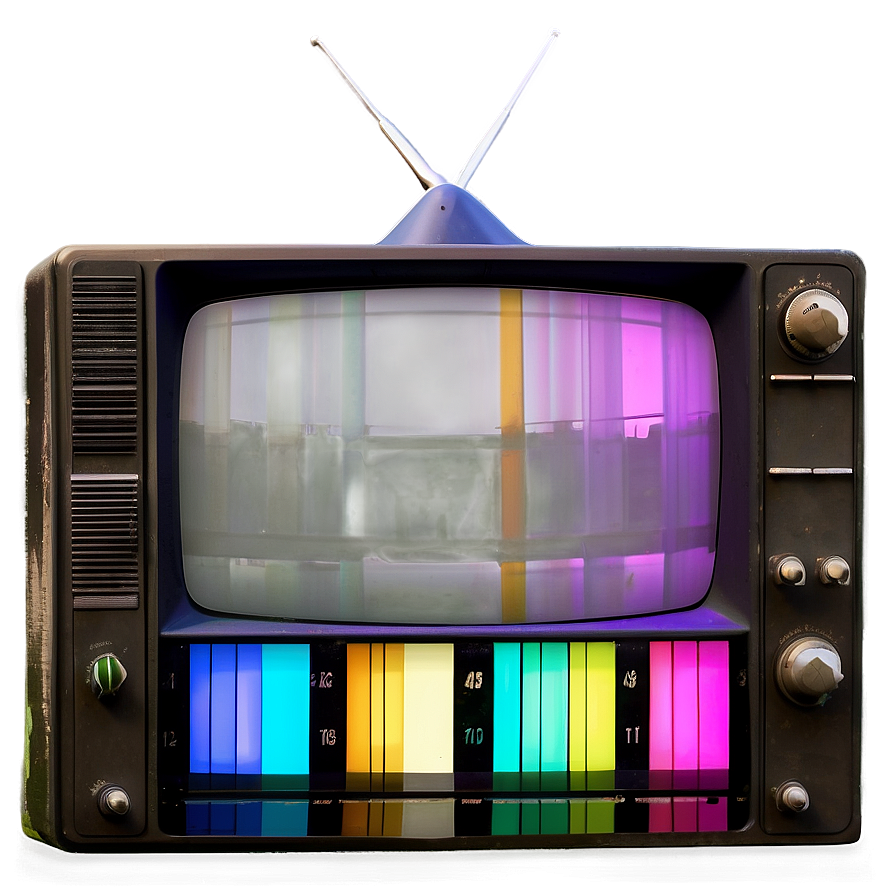 Old Tv Set With Color Bars Png Hpj95