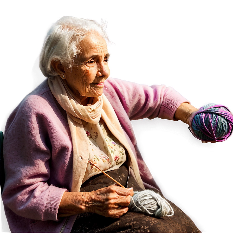 Old Woman Knitting Png 06202024