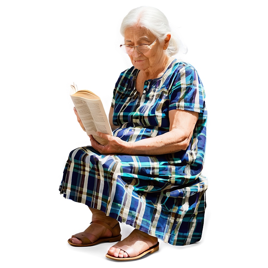 Old Woman Reading Book Png 96