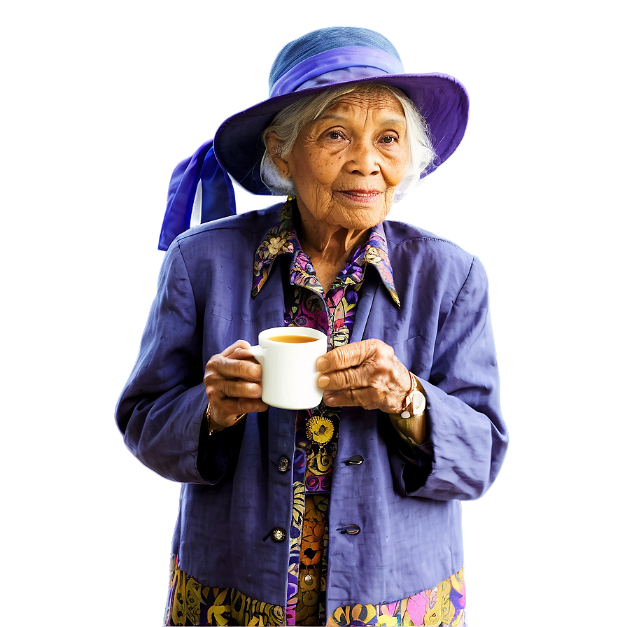 Old Woman With Tea Png Hdy