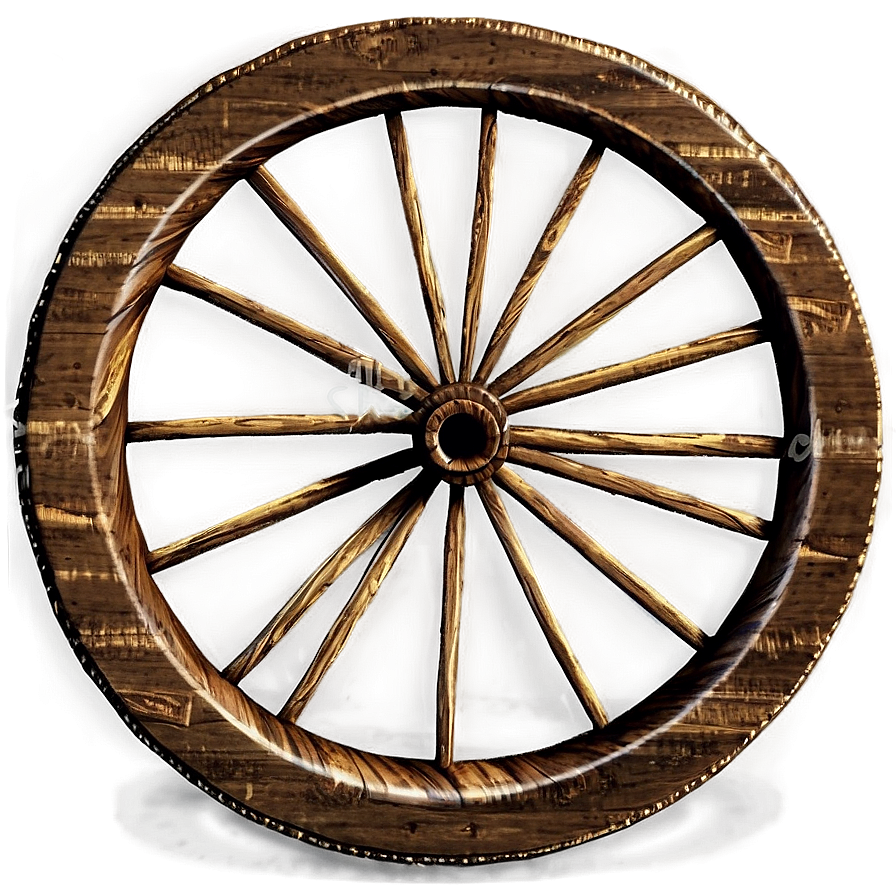 Old Wooden Wagon Wheel Png Qbq