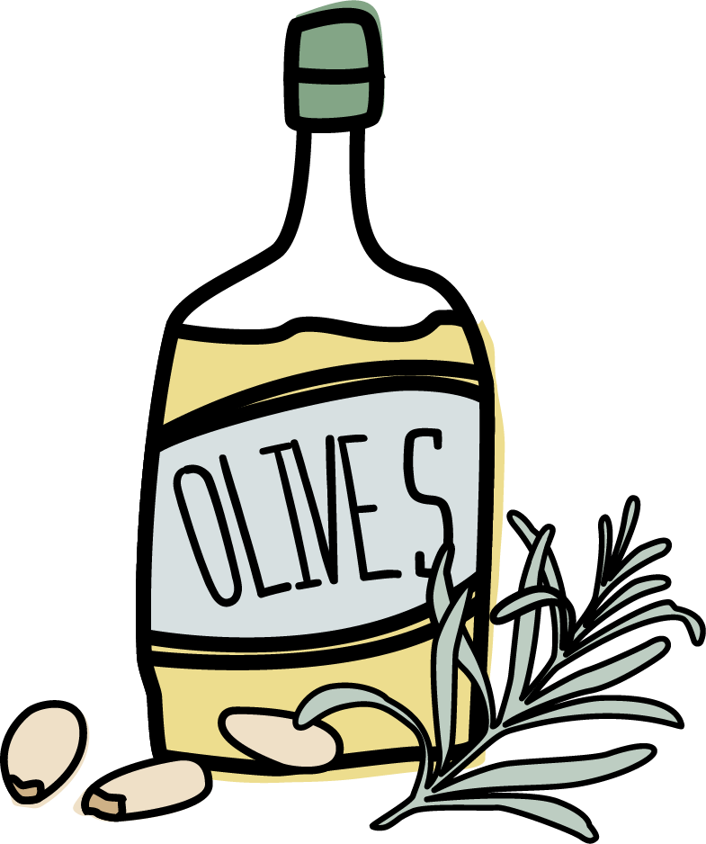 Olive Oil Bottleand Rosemary Sketch