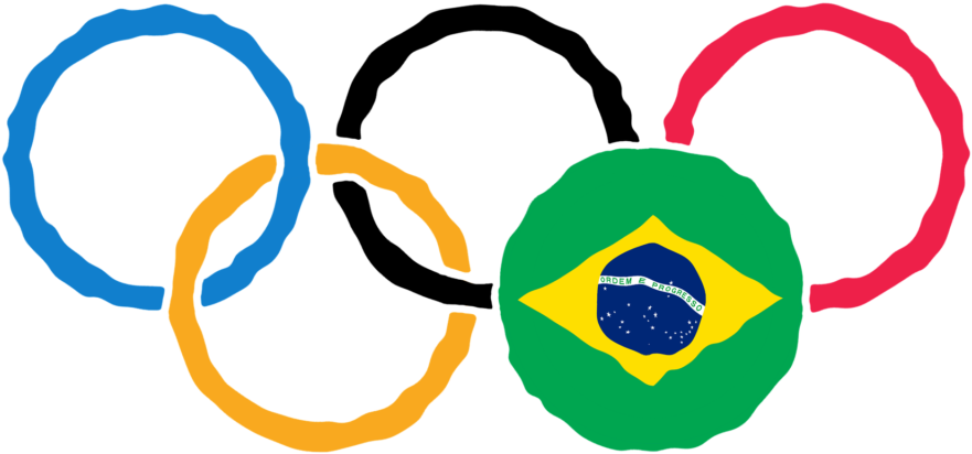 Olympic Ringswith Brazilian Flag