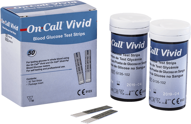 On Call Vivid Blood Glucose Test Strips Packaging