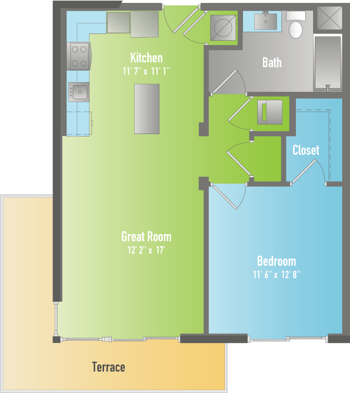 One Bedroom Apartment Floor Plan