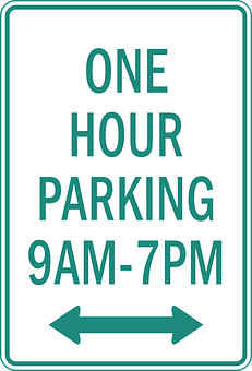 One Hour Parking Sign9 A M7 P M