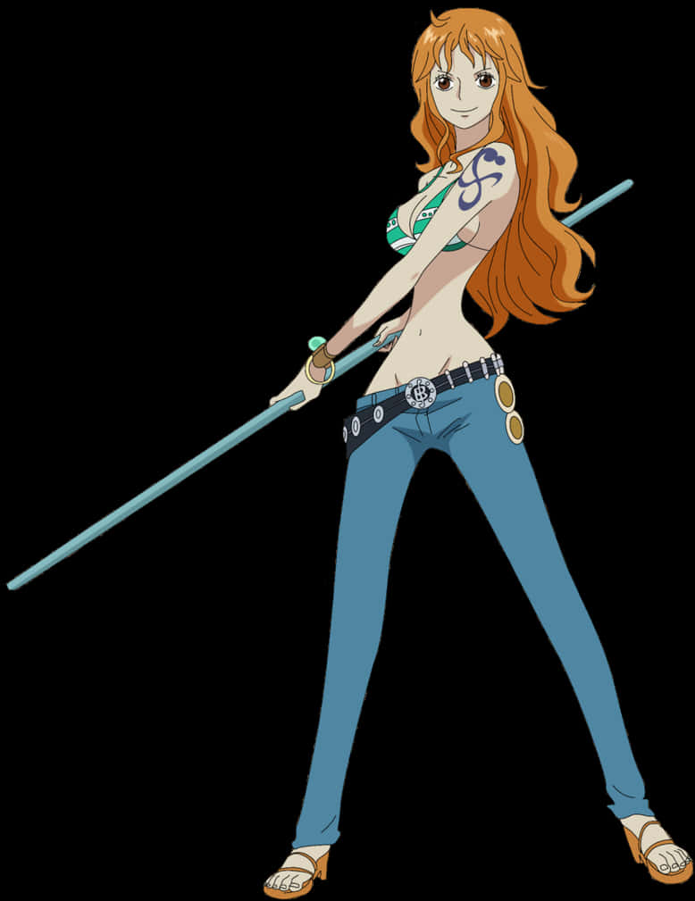 One Piece Nami With Staff