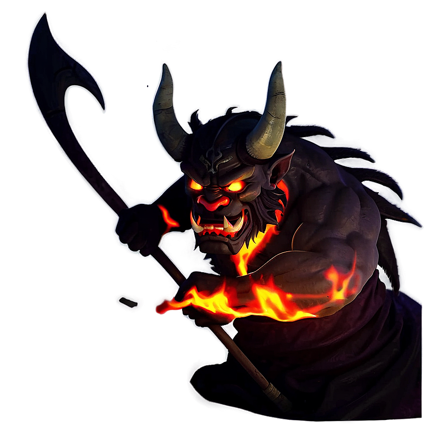 Oni With Flames Background Png 06122024