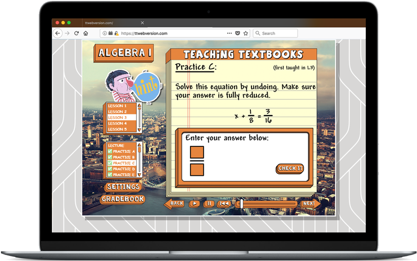 Online Algebra Lesson Practice