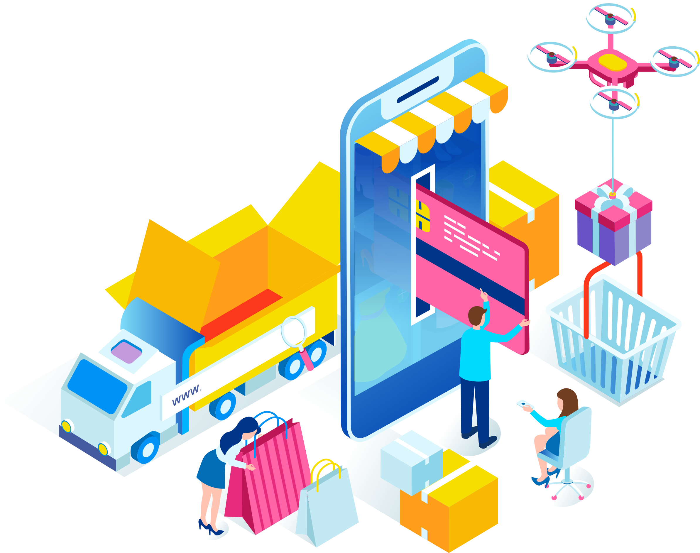 Online Shopping Ecosystem Illustration