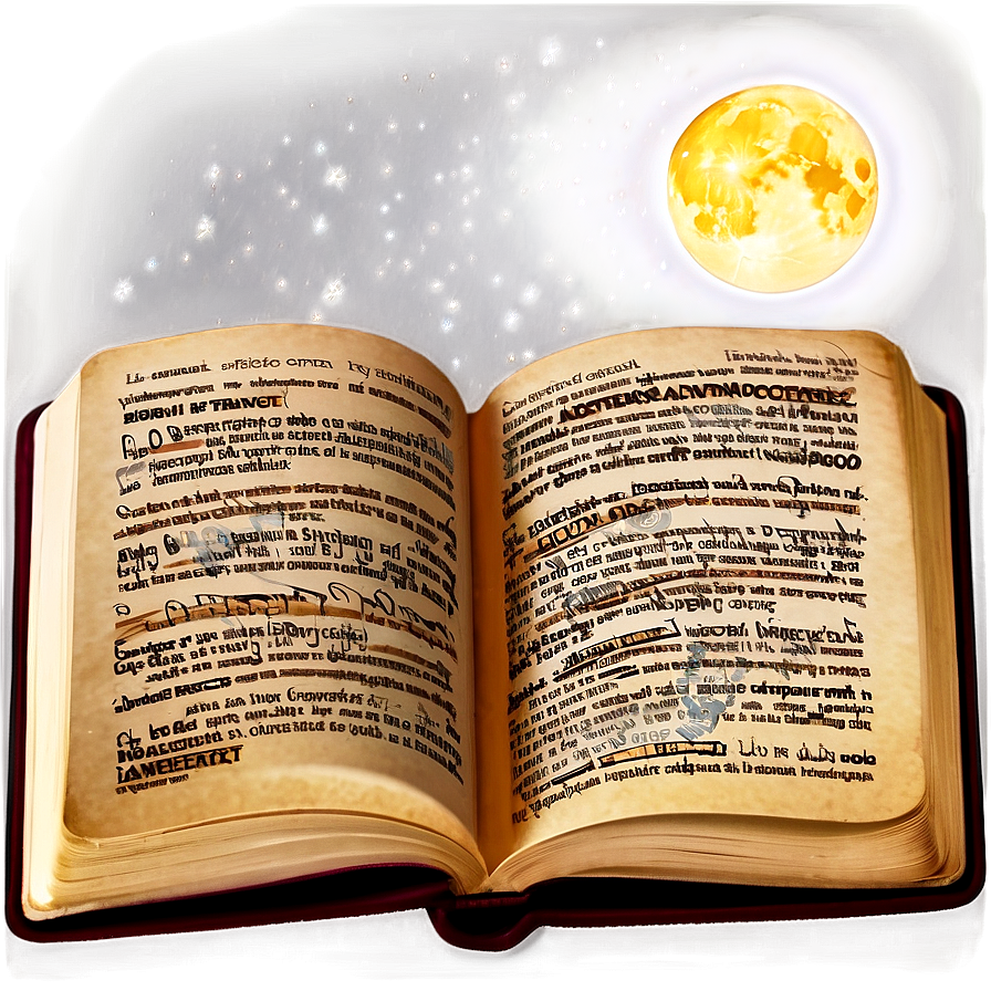 Open Book In Moonlight Png Fwp27