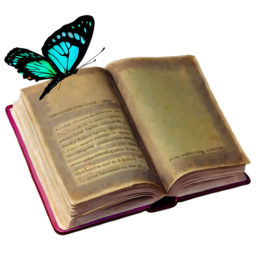 Open Book With Butterfly Png 05232024