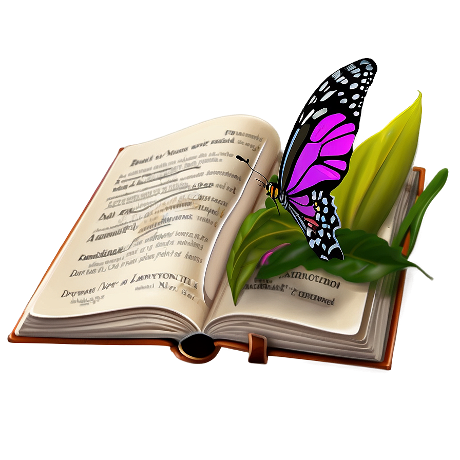 Open Book With Butterfly Png 3