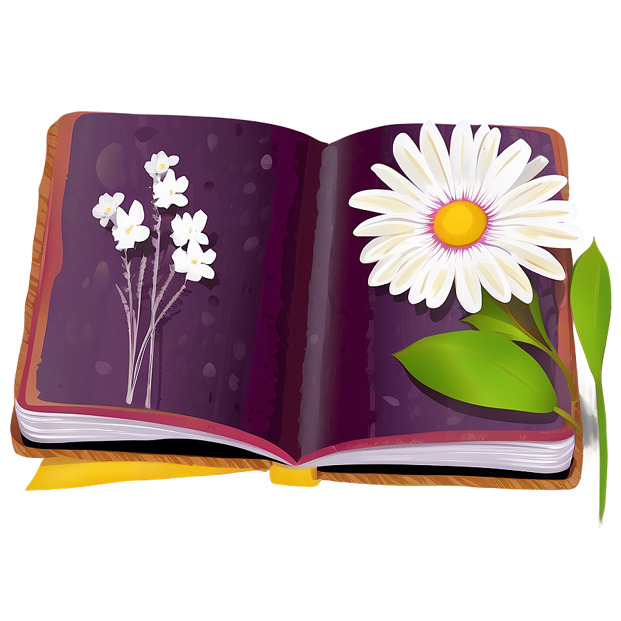 Open Book With Flowers Png 05232024