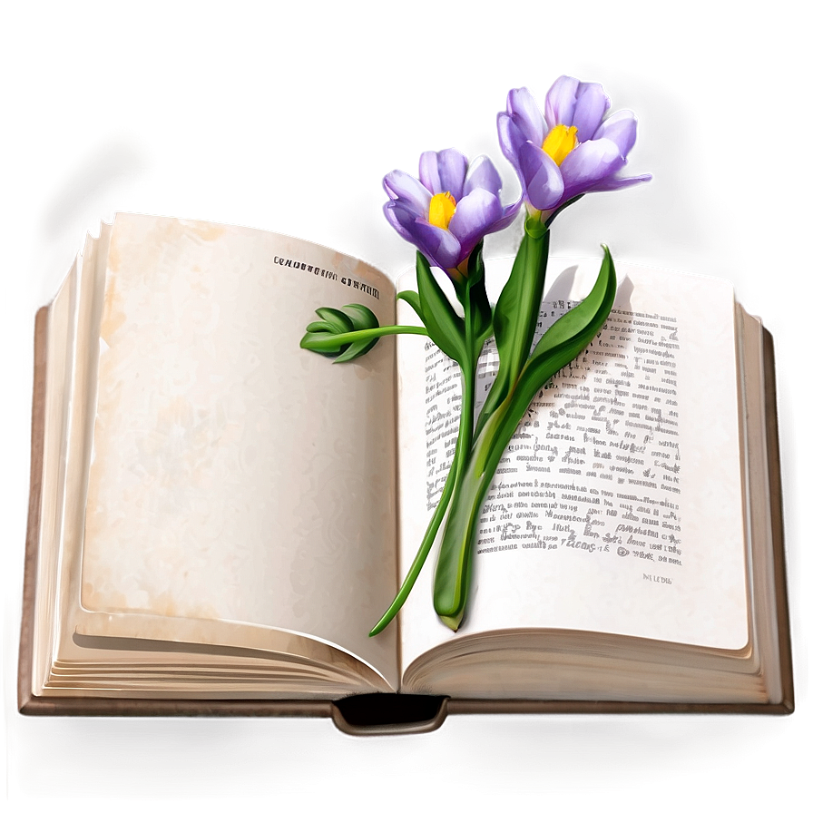 Open Book With Flowers Png 14