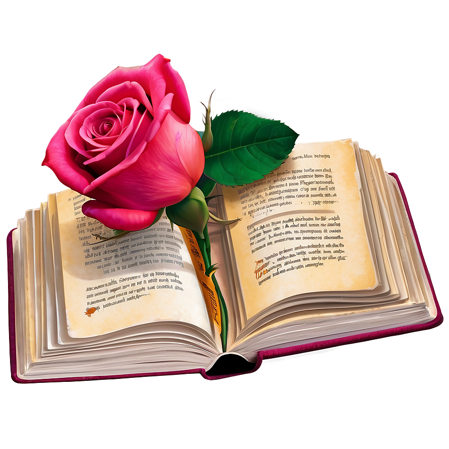 Open Book With Rose Png Coi49