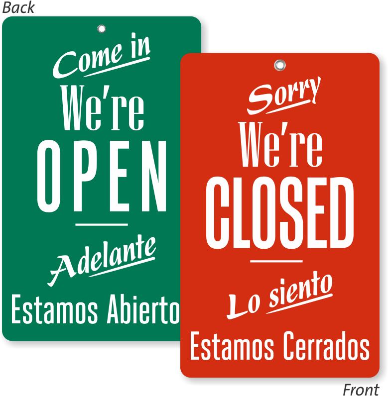 Open Closed Sign Bilingual