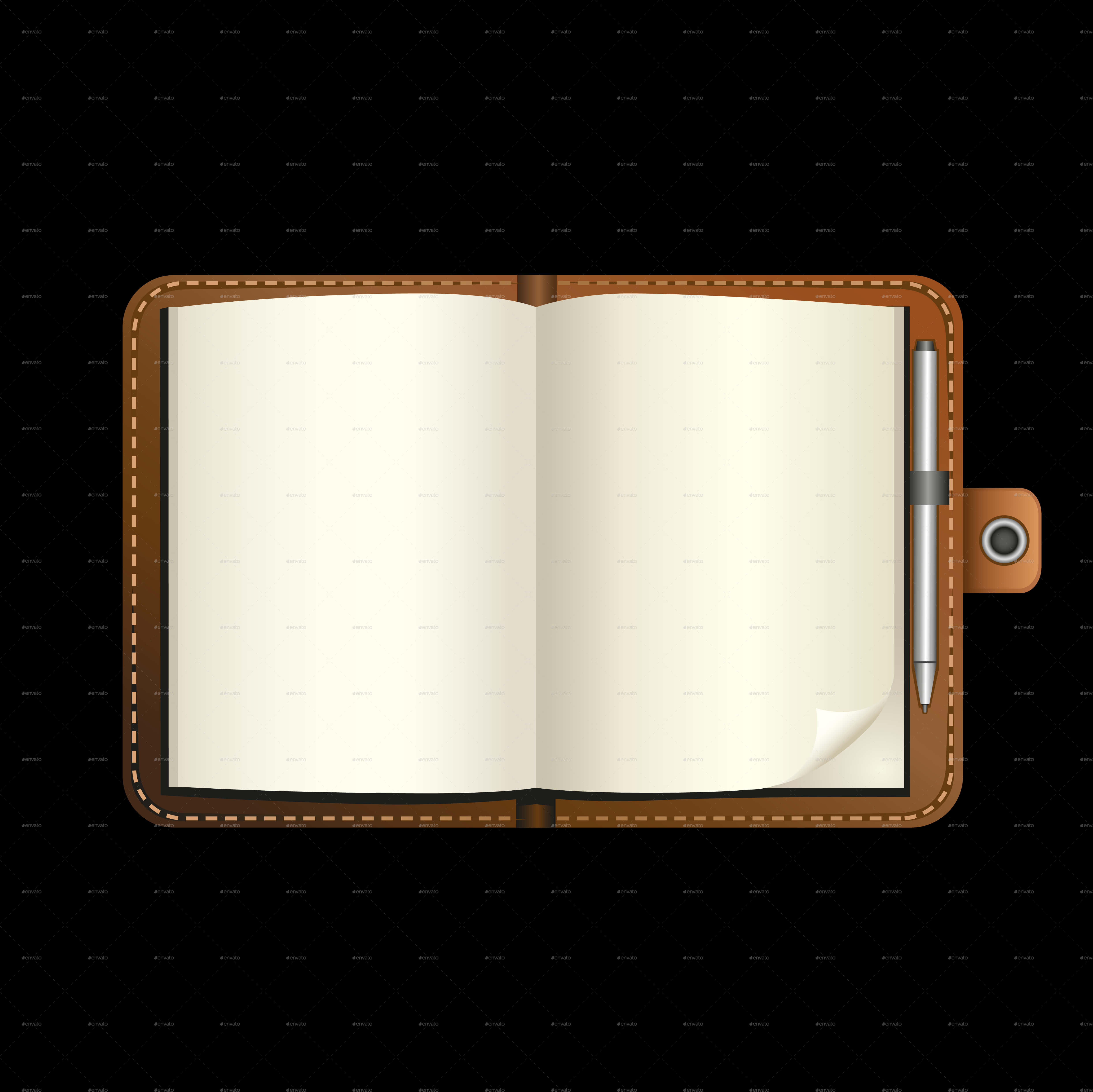 Open Leather Notebookwith Pen
