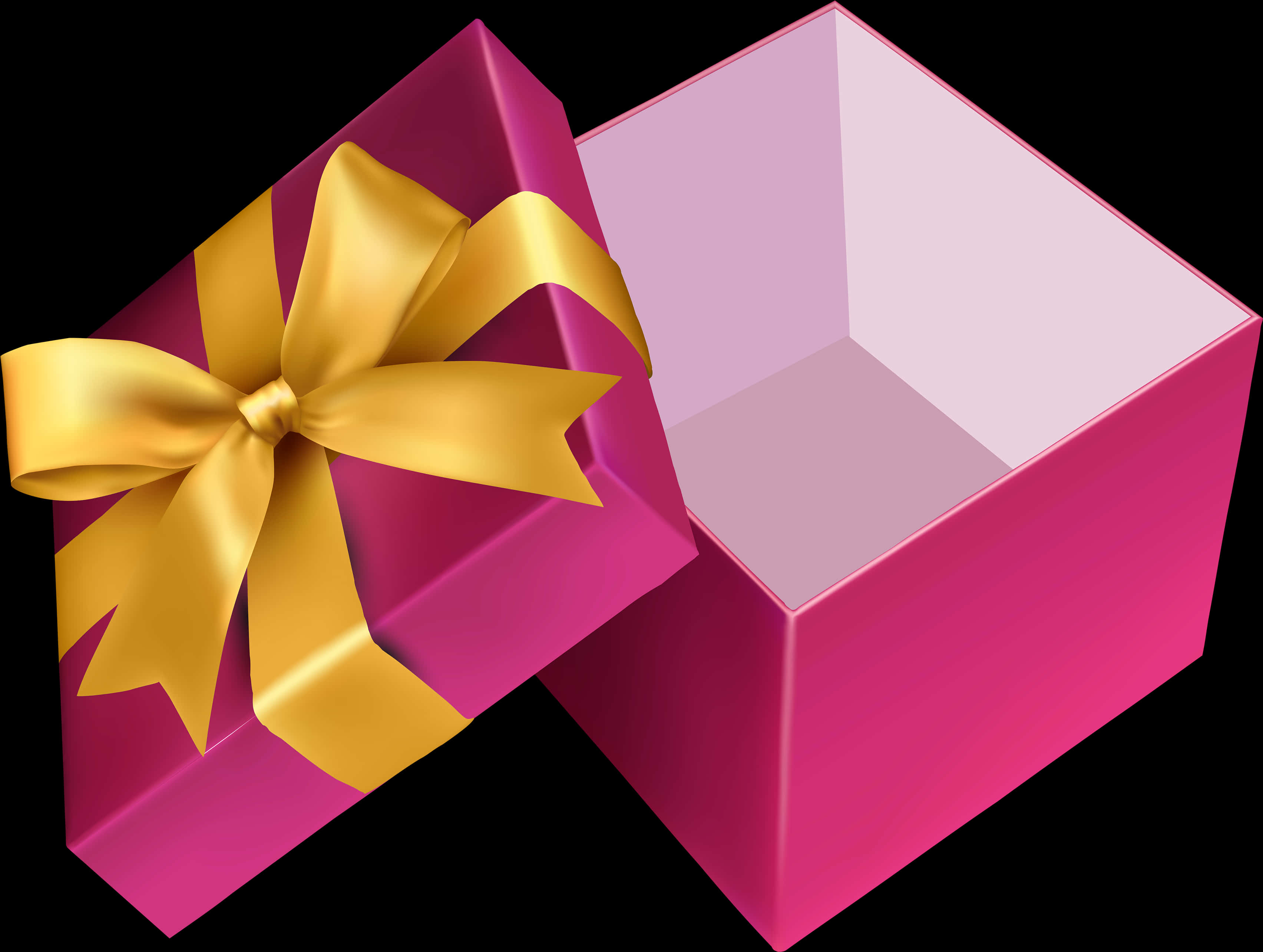 Open Pink Gift Boxwith Golden Ribbon