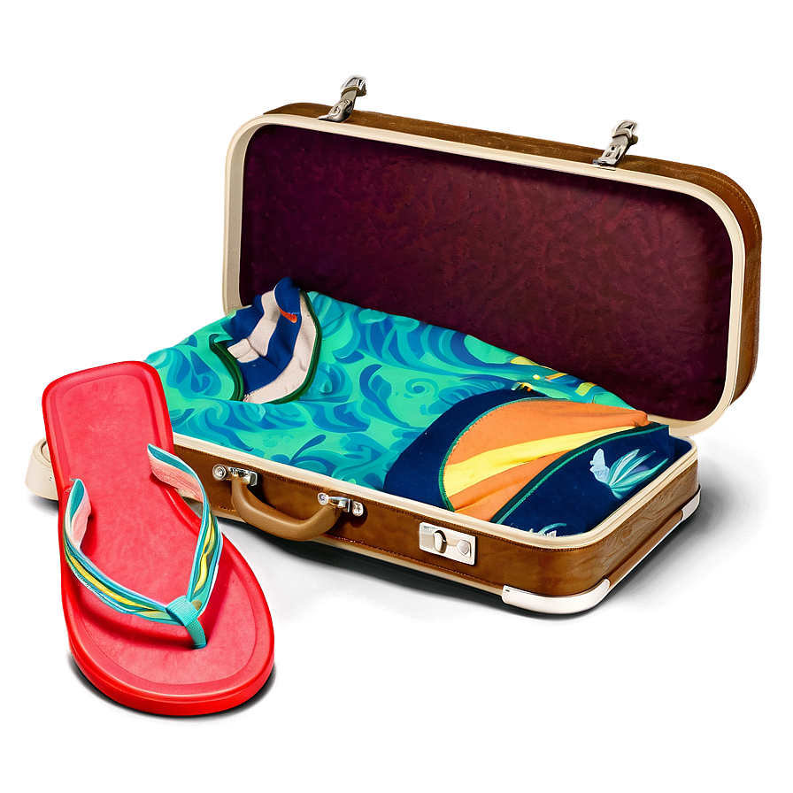 Open Suitcase With Beachwear Png Dfk