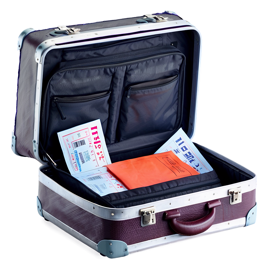 Open Suitcase With Tickets Png 06212024