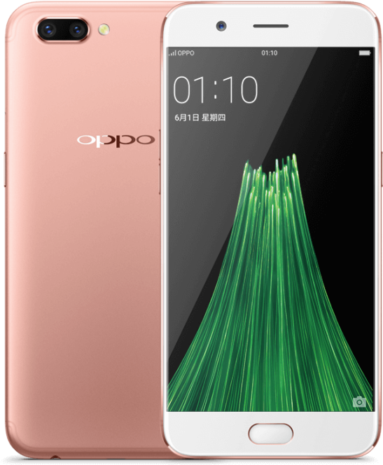 Oppo Rose Gold Smartphone Front Back View