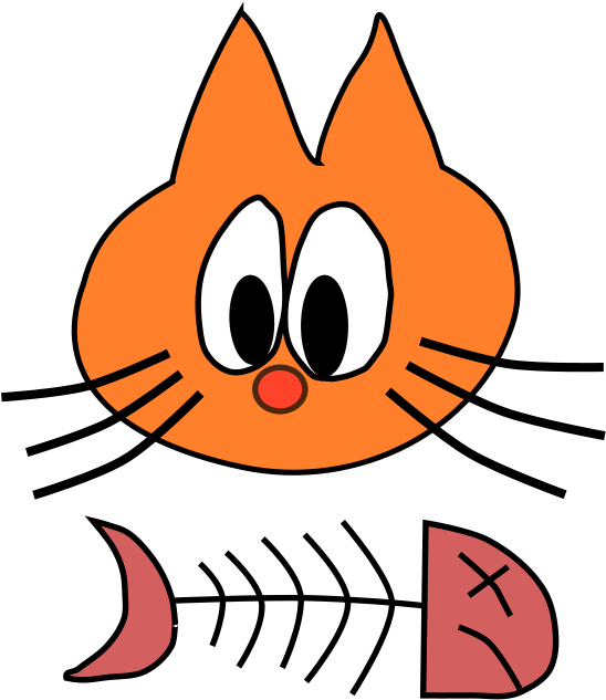 Orange Cartoon Catwith Fishbone