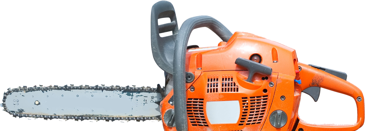 Orange Chainsaw Isolated Background