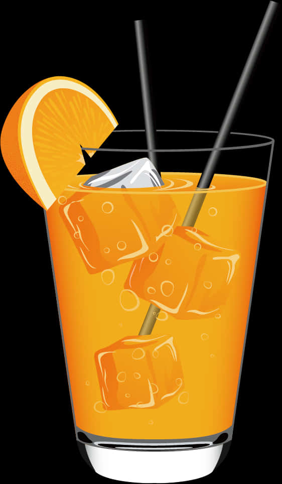 Orange Cocktail Glass Illustration