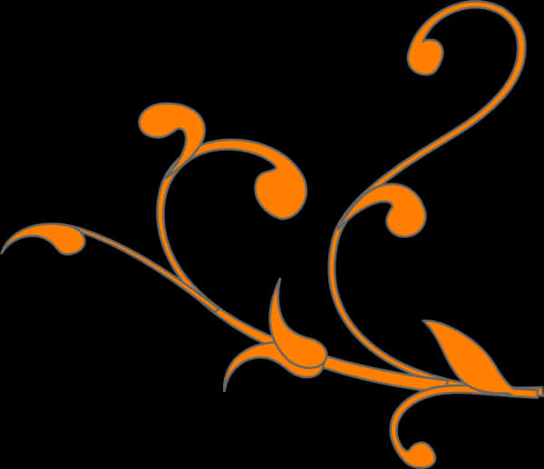 Orange Floral Swirl Designon Black