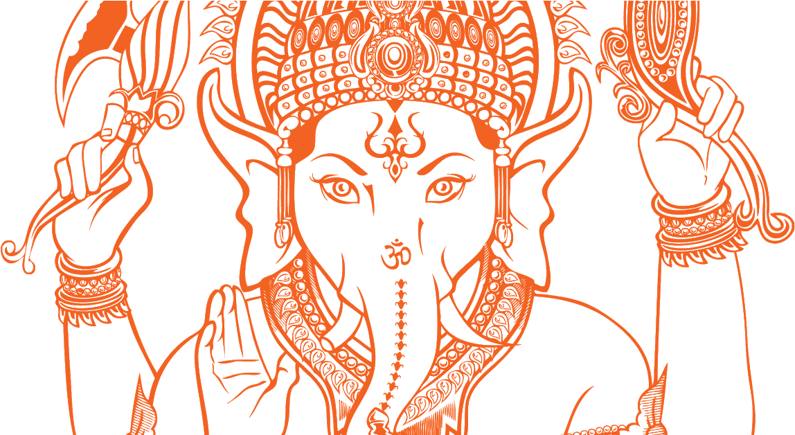 Orange Ganesh Artwork