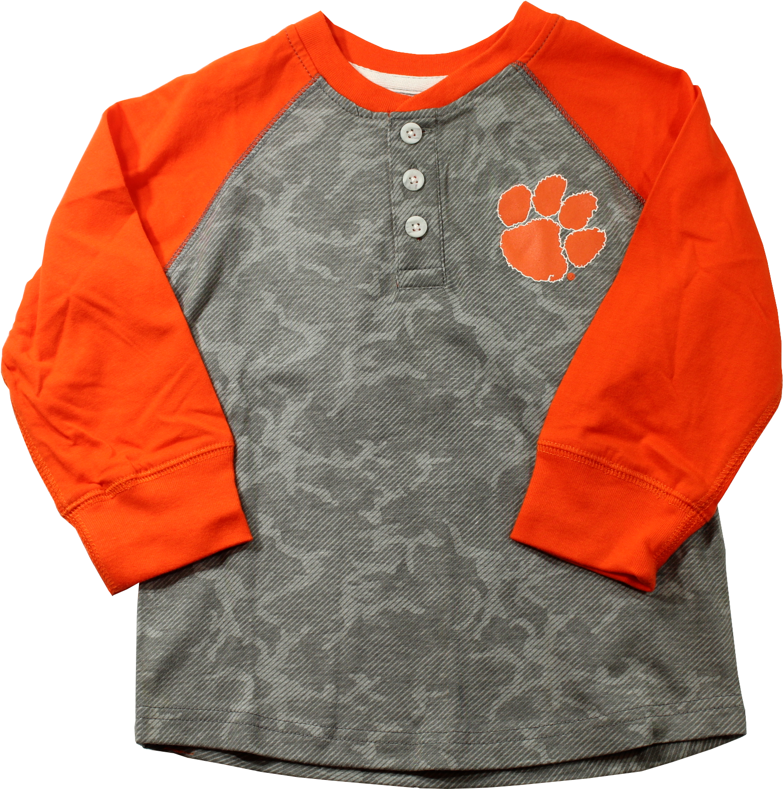 Orange Grey Camo Baseball Shirt