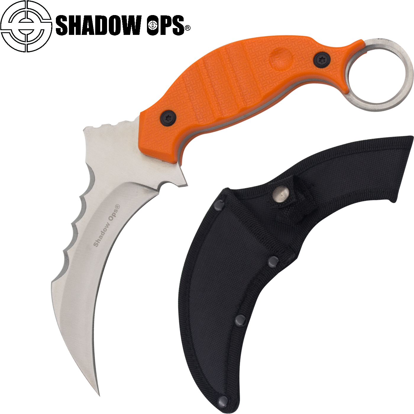 Orange Handled Karambit Knife With Sheath