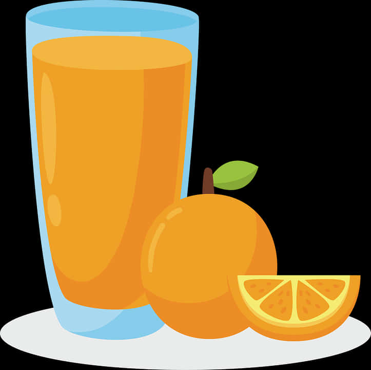 Orange Juice Glassand Fruit Illustration