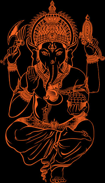 Orange Lord Ganesh Artwork