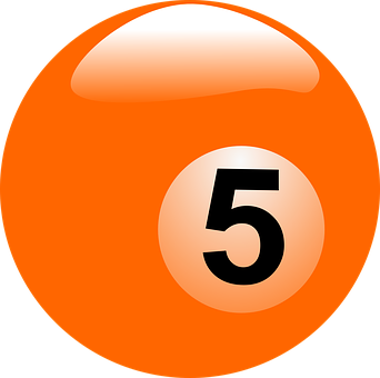 Orange Number5 Billiard Ball