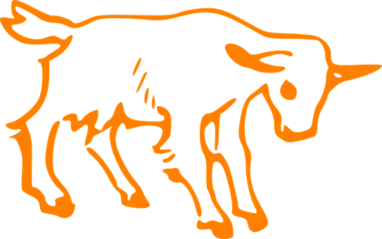 Orange Outline Goat Illustration