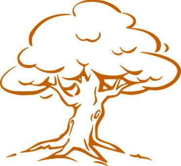 Orange Outline Tree Graphic