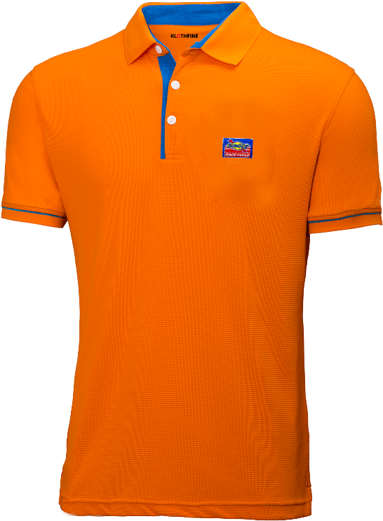 Orange Polo Shirt Blue Trim