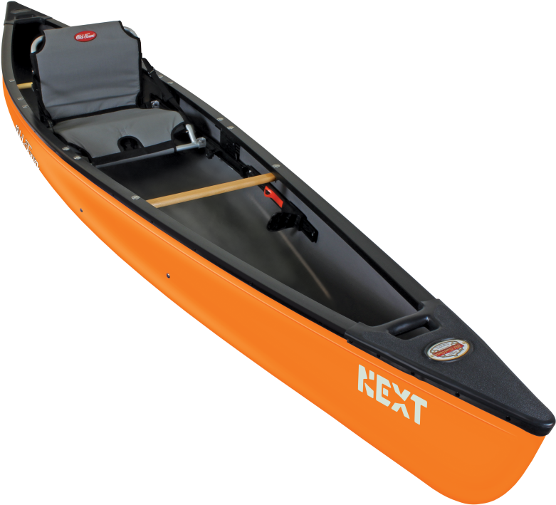 Orange Solo Canoewith Paddle