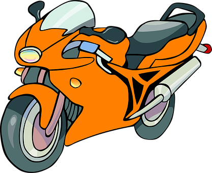 Orange Sport Motorcycle Cartoon