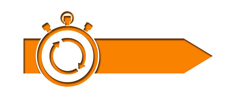 Orange Stopwatch Arrow Graphic