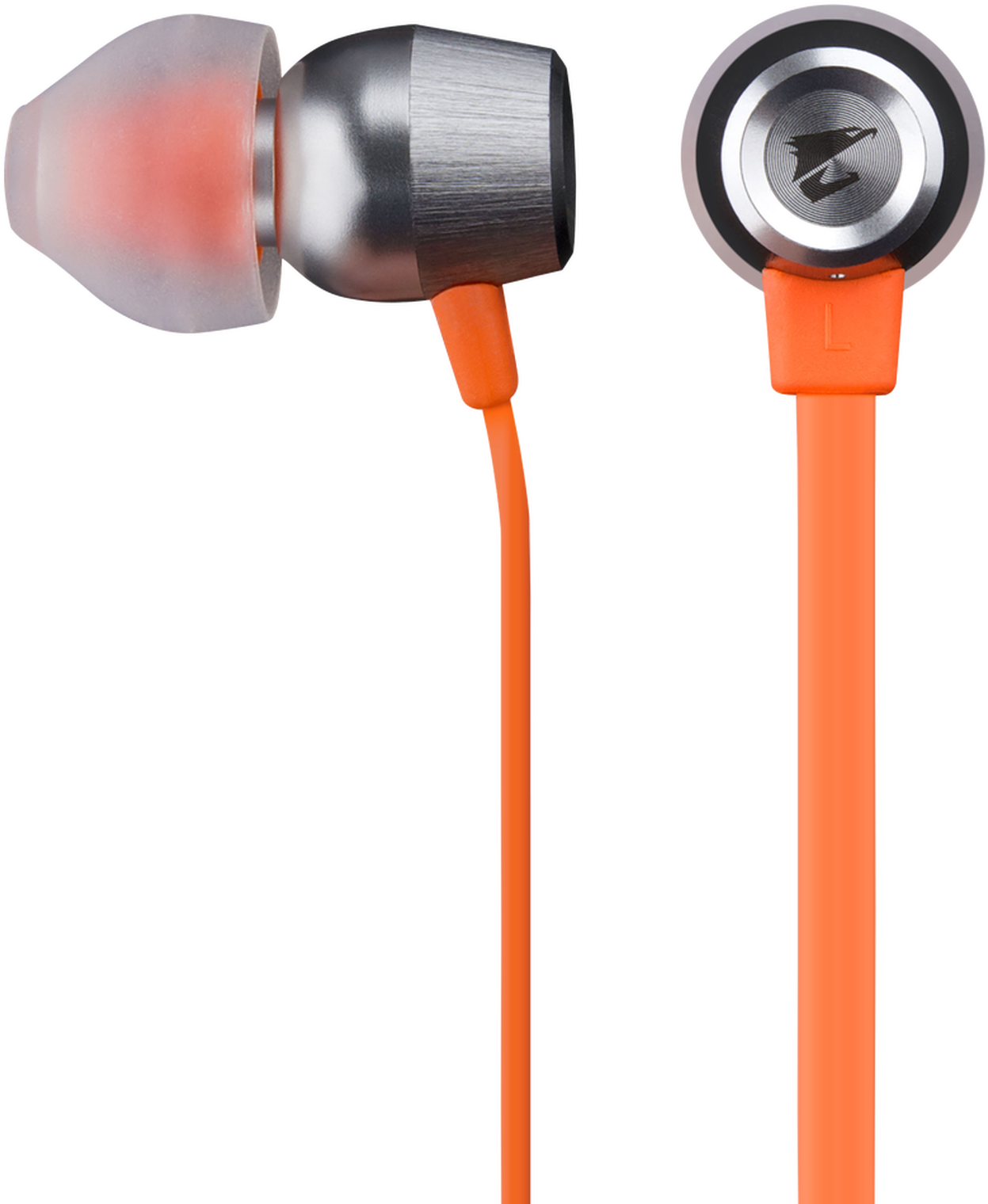 Orange Wired Earbuds Isolated