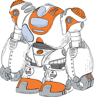 Orangeand White Robot Illustration